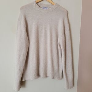 Zara Oversized Alpaca Wool Blend Neutral Beige Crewneck Knit Sweater Sz S-M